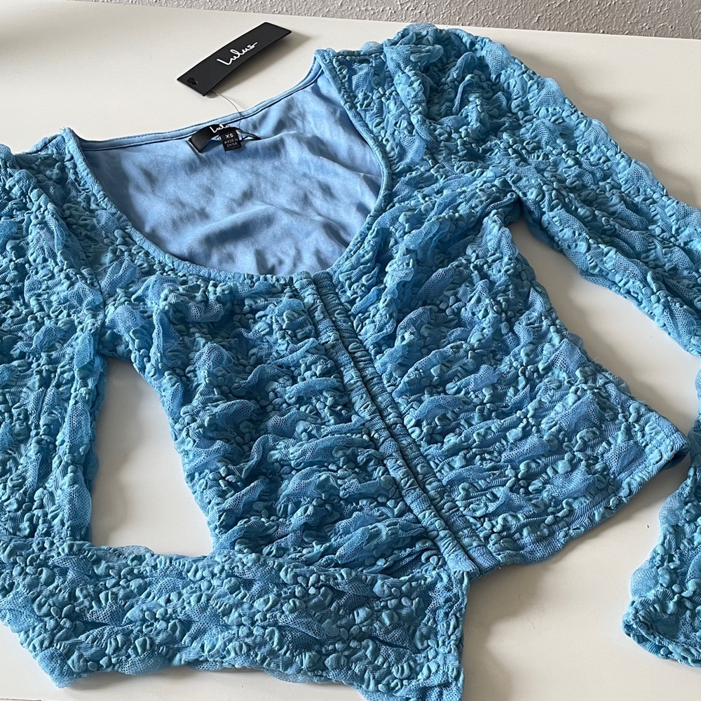 Lulu’s Scoop Top Lace Long Sleeve Shirt Y2K